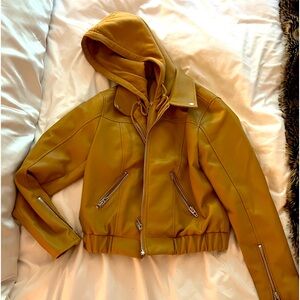 Blank NYC Leather Jacket with Hoodie attached - Medium